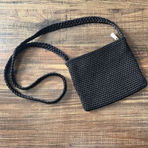 The SAK Black Woven Zip Top Crossbody Shoulder Mini Bag Purse